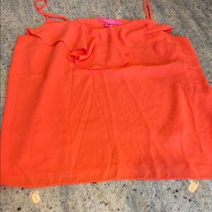 Lilly Pulitzer Karmen Cami, Coral Ruffle Sleeveless Top